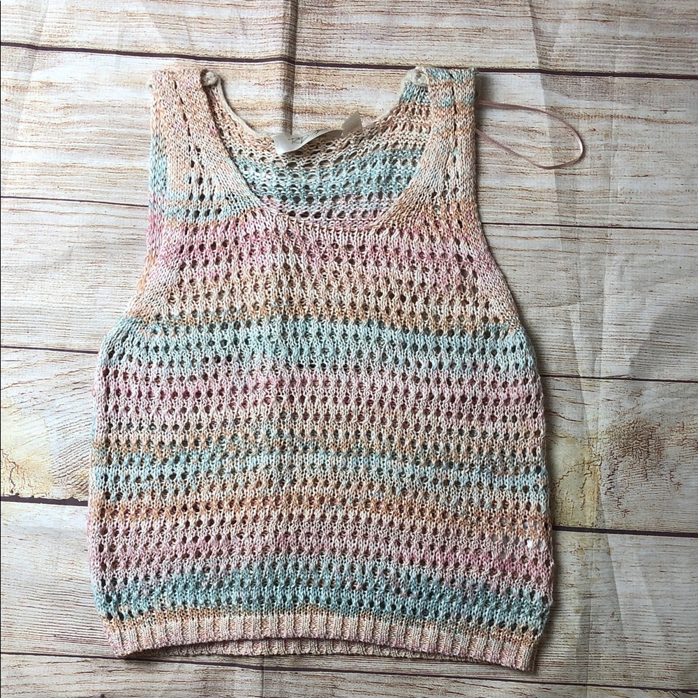 RD Style Pastel Striped Crochet Boho Festival Tank Top